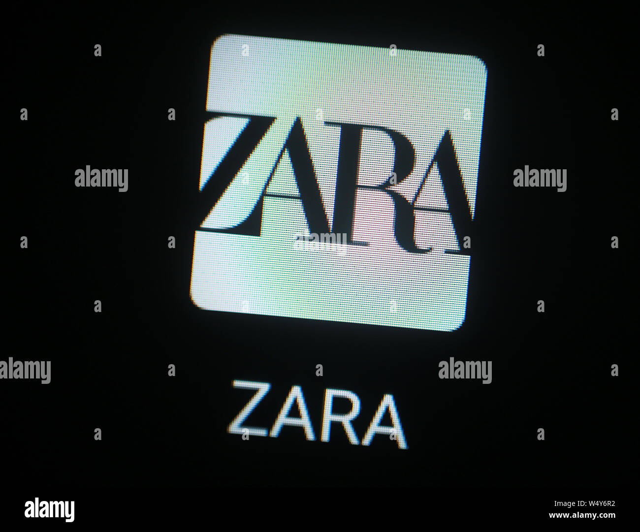 ZARA applicazione aziendale icona sul display del computer Foto Stock