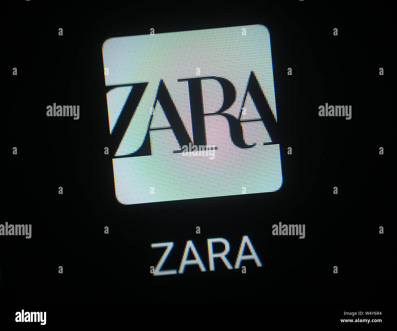 ZARA applicazione aziendale icona sul display del computer Foto Stock