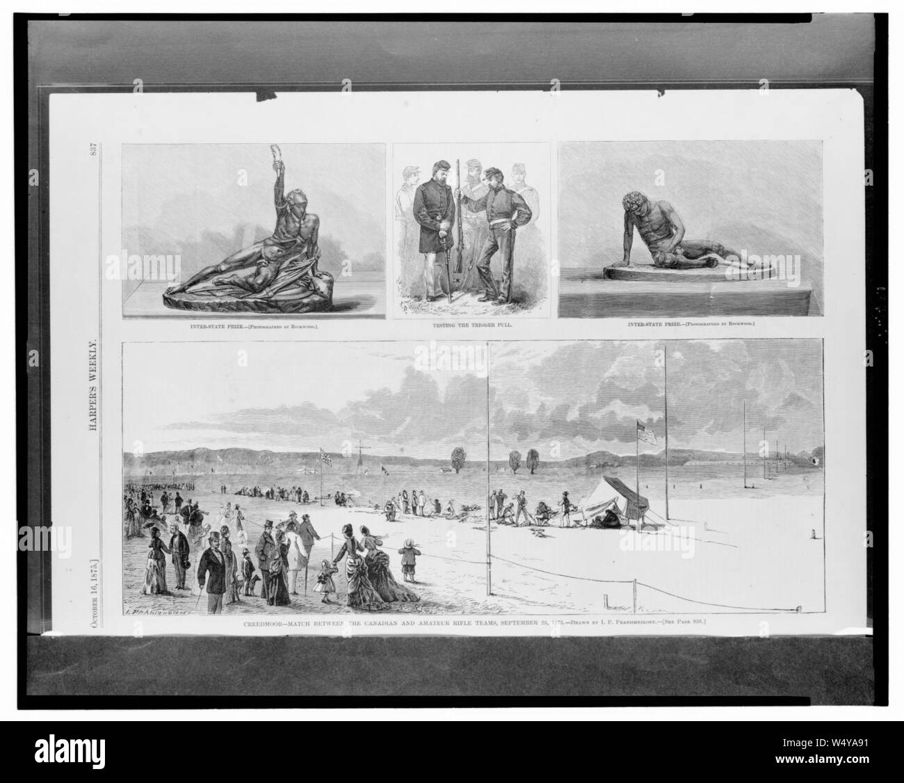 Creedmoor - match tra il canadese e il fucile amatoriale squadre, Settembre 25, 1875 - disegnato da I.P. Pranisknikoff. Foto Stock