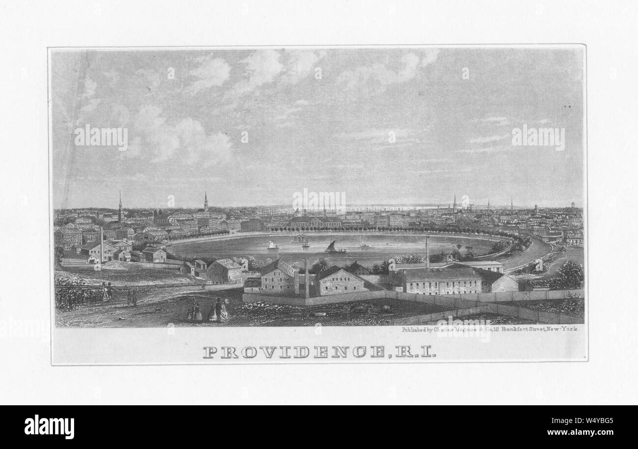 Vista prospettica della Città della Provvidenza, la capitale dello stato di Rhode Island, 1700. Dalla Biblioteca Pubblica di New York. () Foto Stock