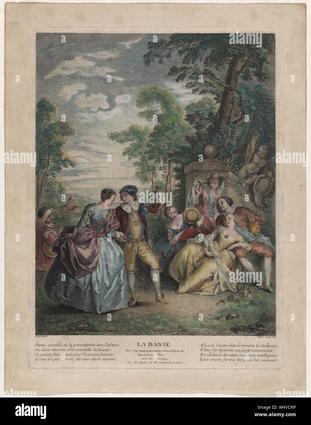 Disegno della danza medievale parte da Jean-Baptiste Joseph Pater, 1738. Dalla Biblioteca Pubblica di New York. () Foto Stock