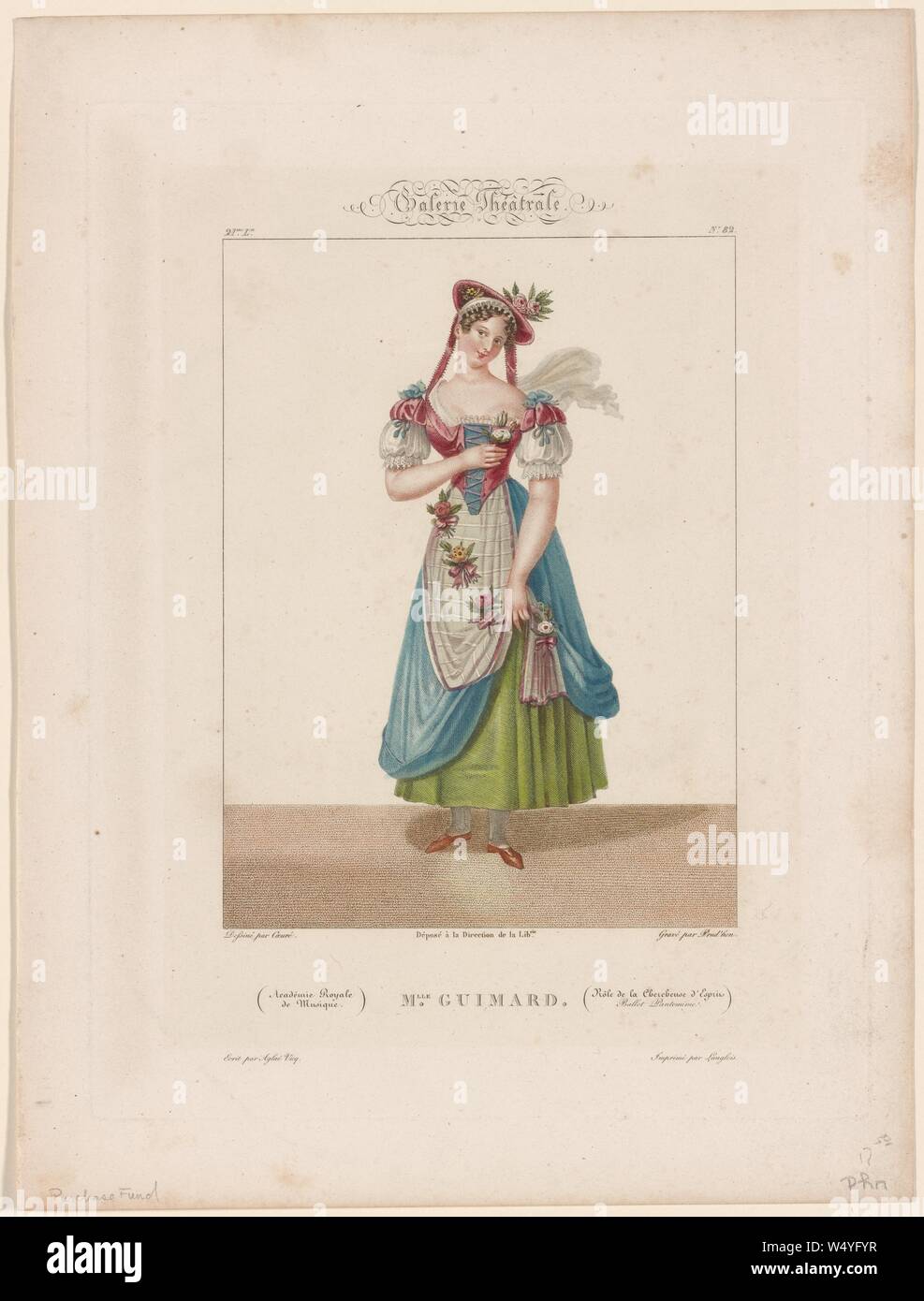 Disegno di Miss Guimard come lo Spirito cercatore, balletto pantomima, Royal Academy of Music, da Sebastien Coeure, 1815. Dalla Biblioteca Pubblica di New York. () Foto Stock