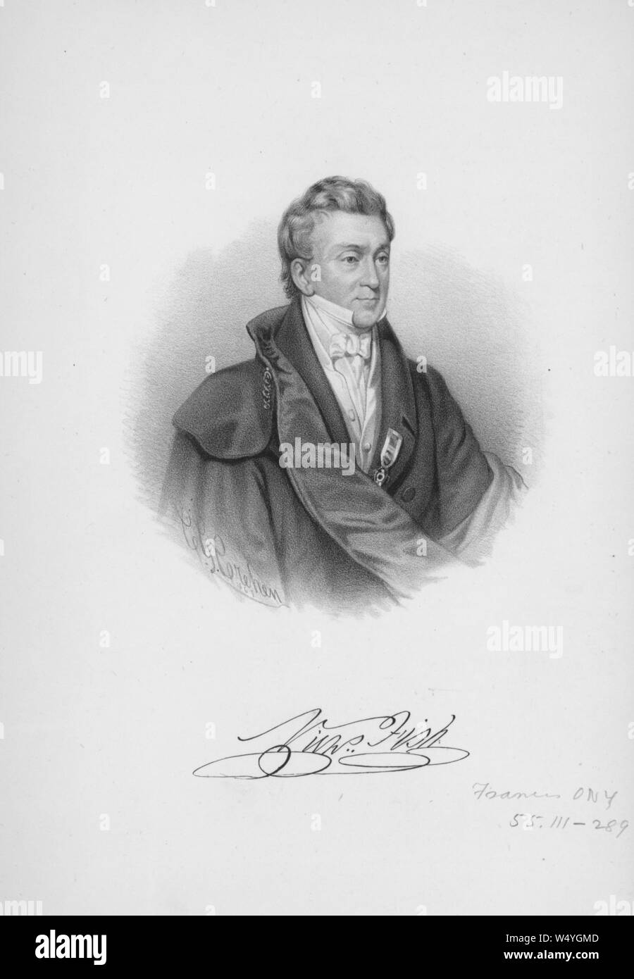 Ritratto inciso di conserve di pesce, un American shipping merchant da Portsmouth, Rhode Island, 1800. () Foto Stock