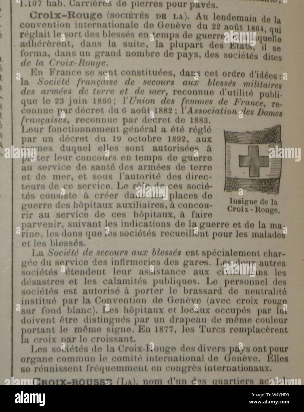 Croix-Rouge selon Larousse (1912 circa). Foto Stock