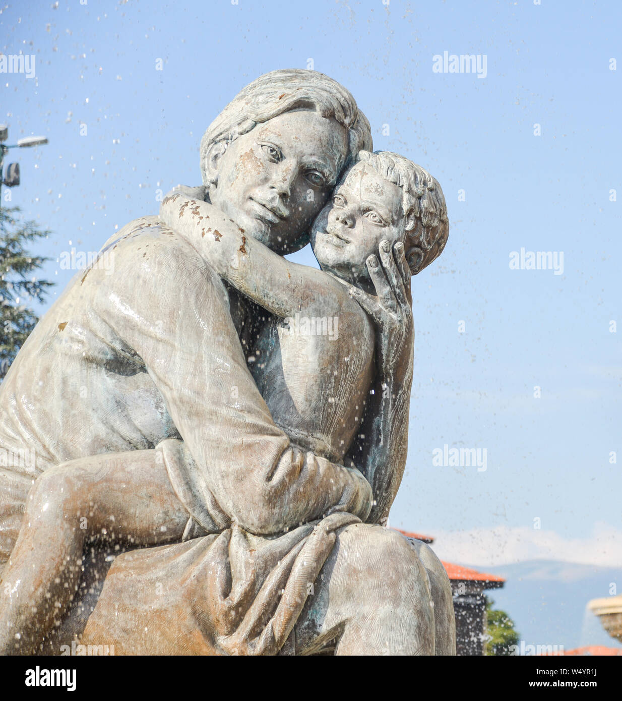 SKOPJE,Repubblica di Macedonia nord-Agosto 25 2018:Neo statue classiche relative ad Alessandro il Grande stand in molti luoghi nel centro della citta'. Foto Stock