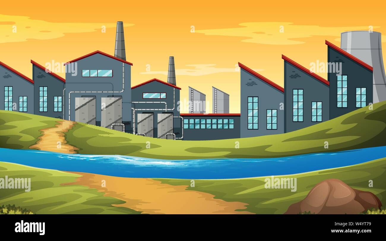 Factory outdoor scena di sfondo immagine Illustrazione Vettoriale