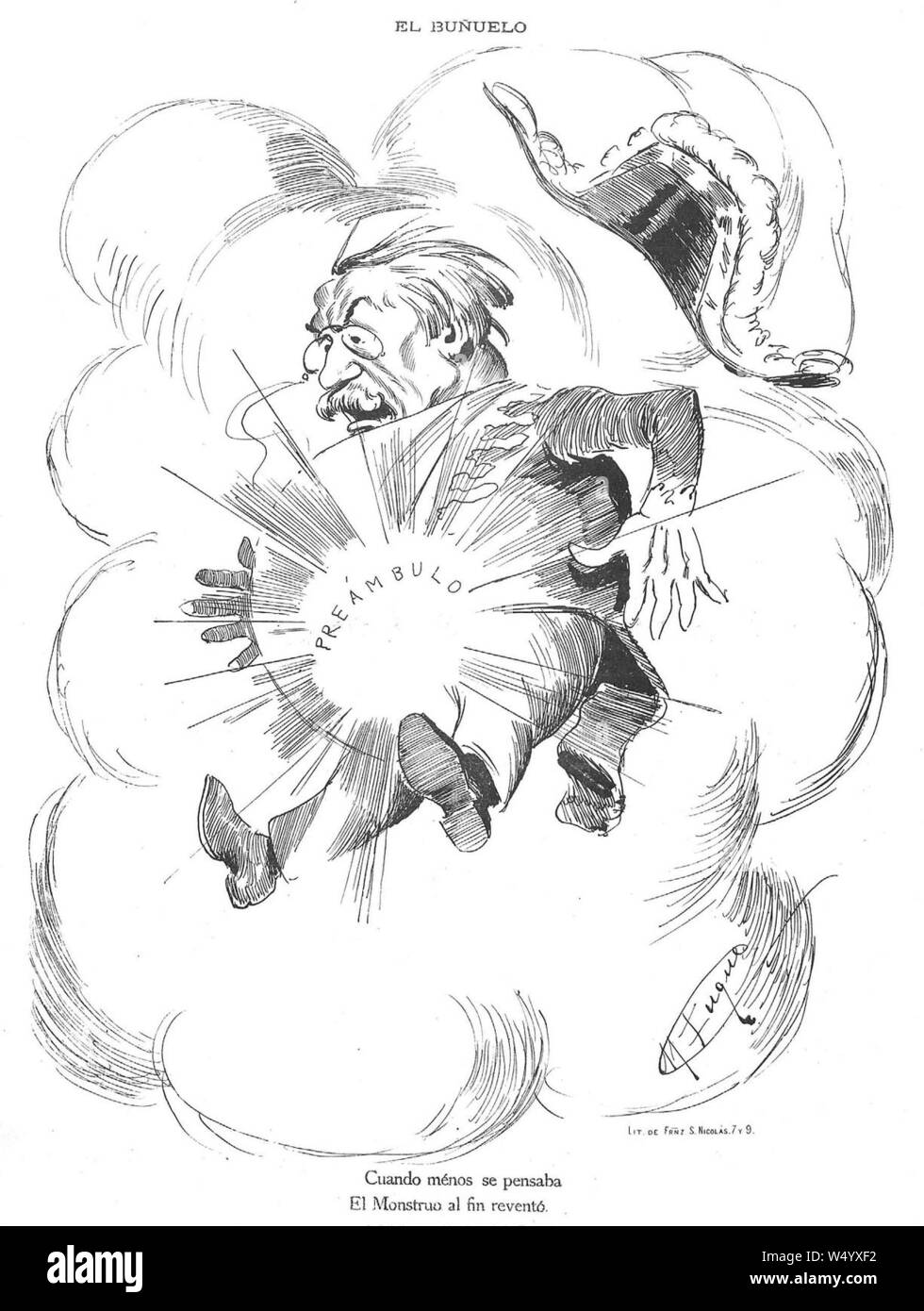 Cuando menos se pensaba, el monstruo al final reventó, de Luque. Foto Stock