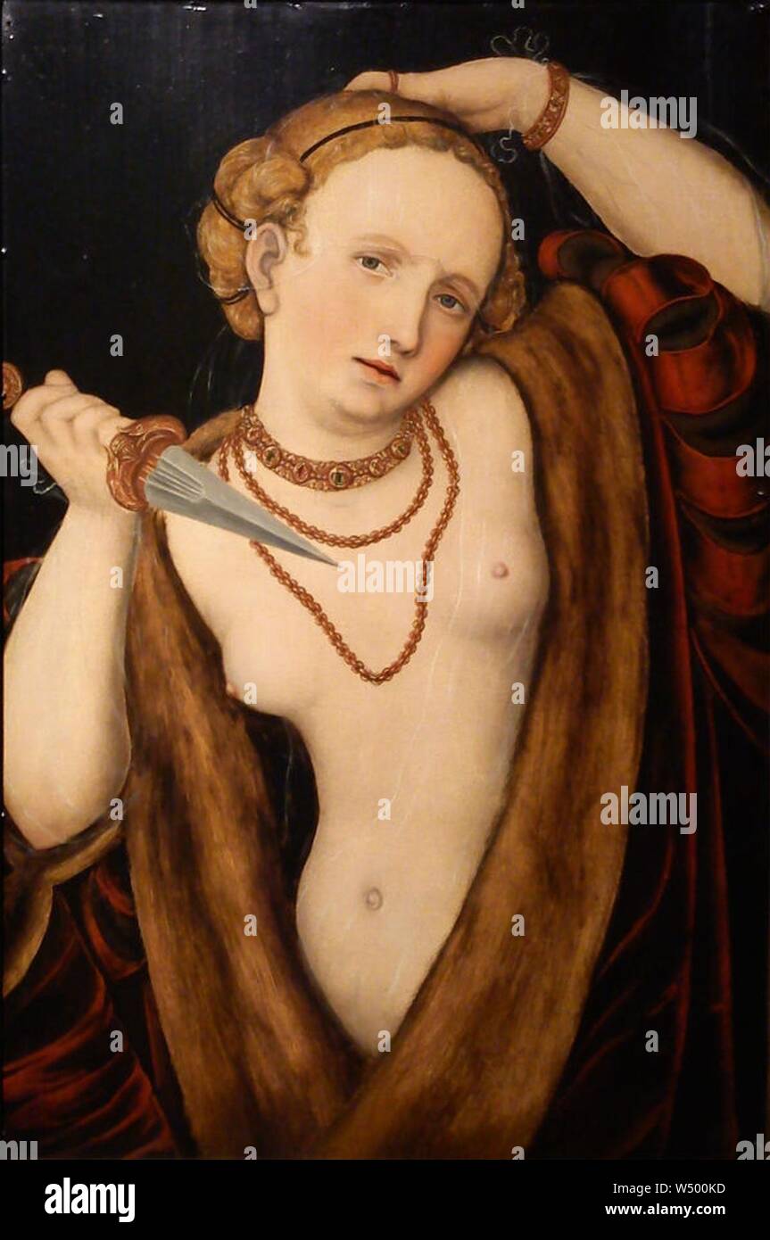 Lucas Cranach (II) - Selbstmord der Lucretia (Graz). Foto Stock