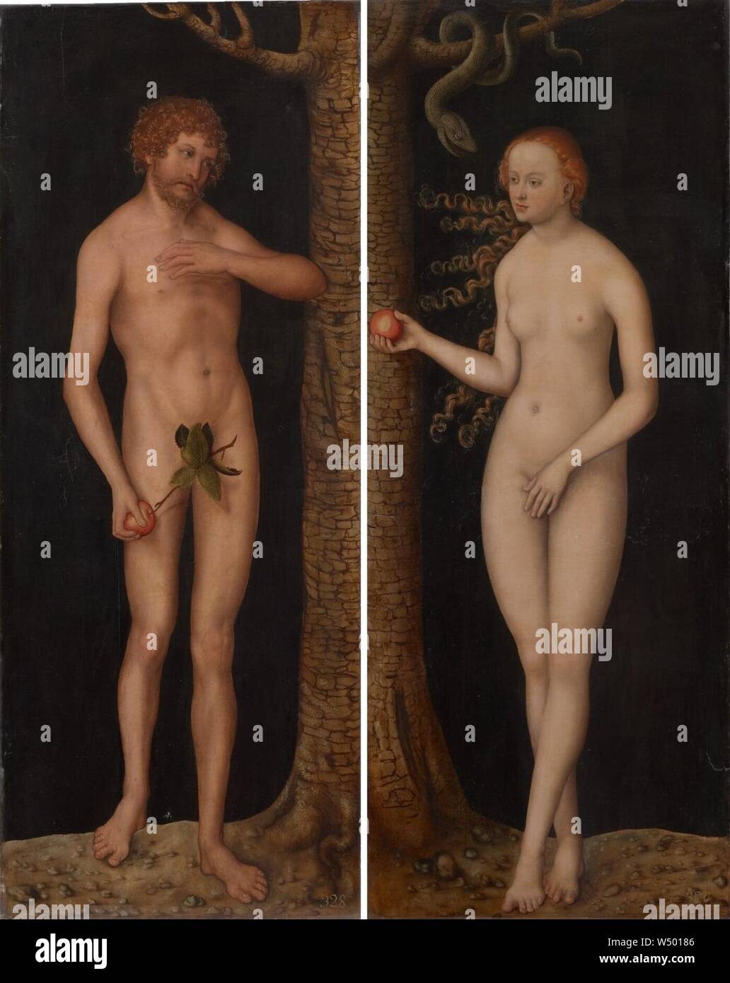 Lucas Cranach d.Ä. - Der Sündenfall (1510-20, KHM Vienna). Foto Stock