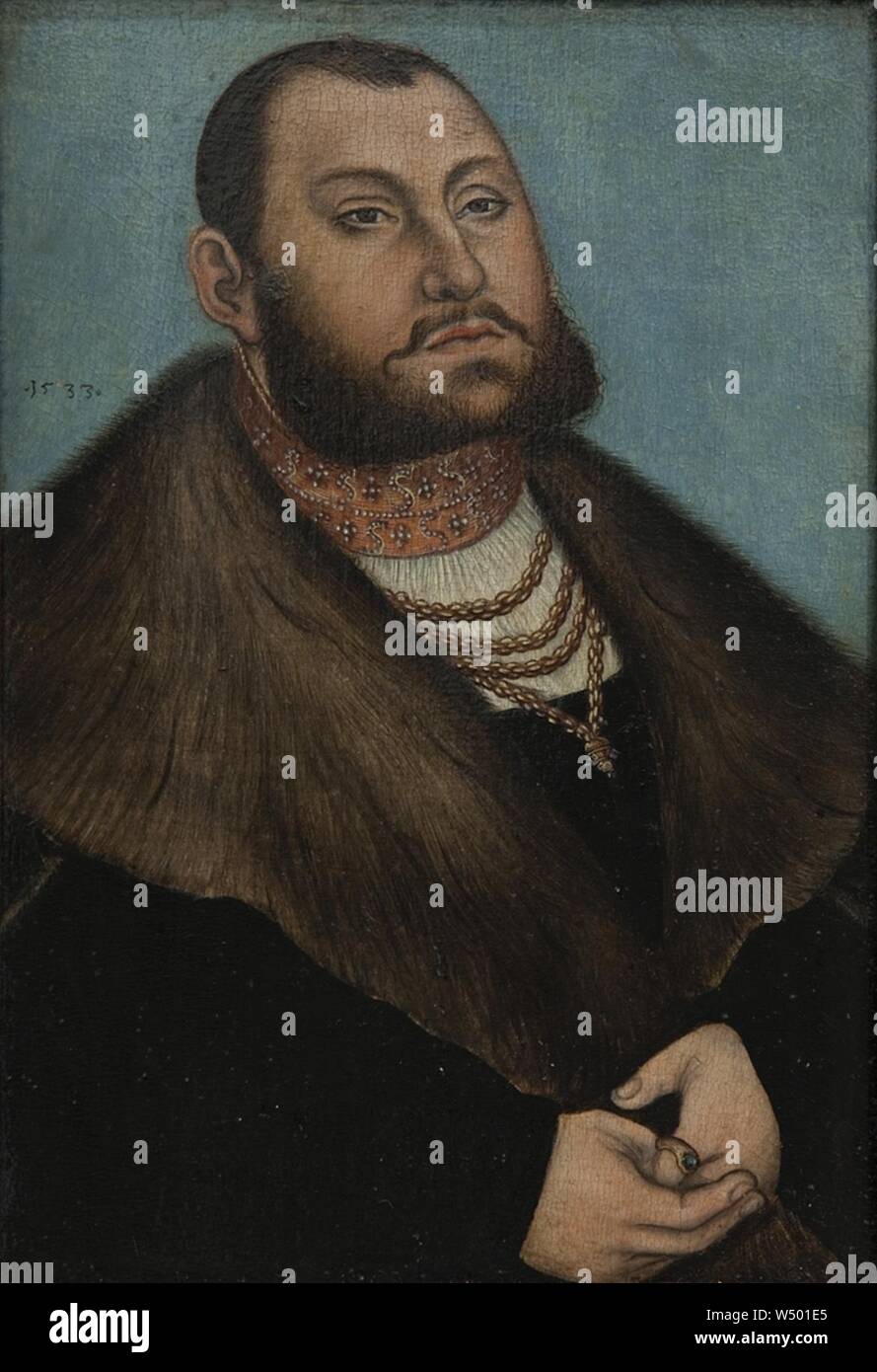 Lucas Cranach d.Ä. - Porträt des Kurfürsten Johann Friedrich des Großmütigen von Sachsen Foto Stock