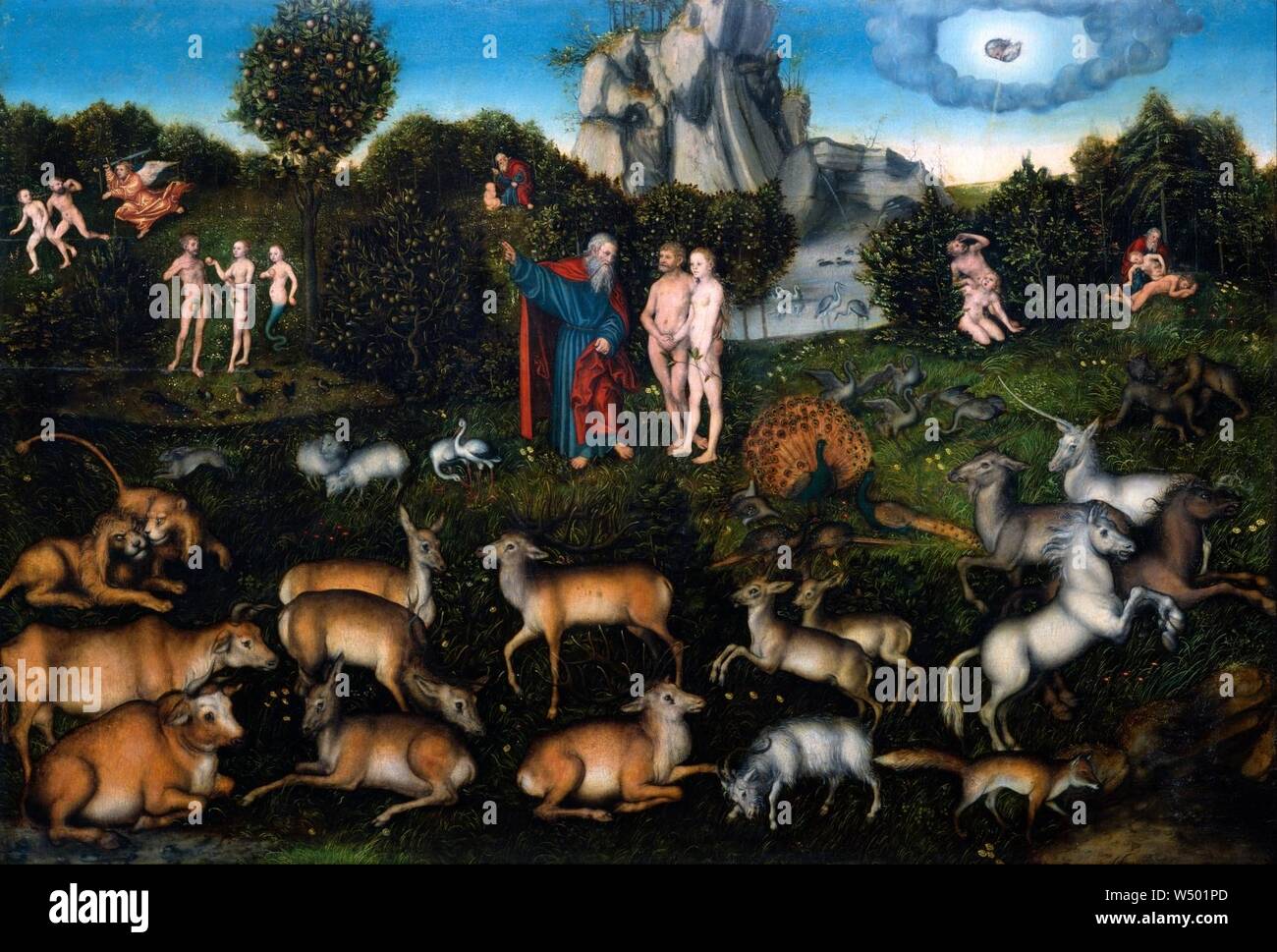 Lucas Cranach il Vecchio - Il giardino di Eden - Foto Stock