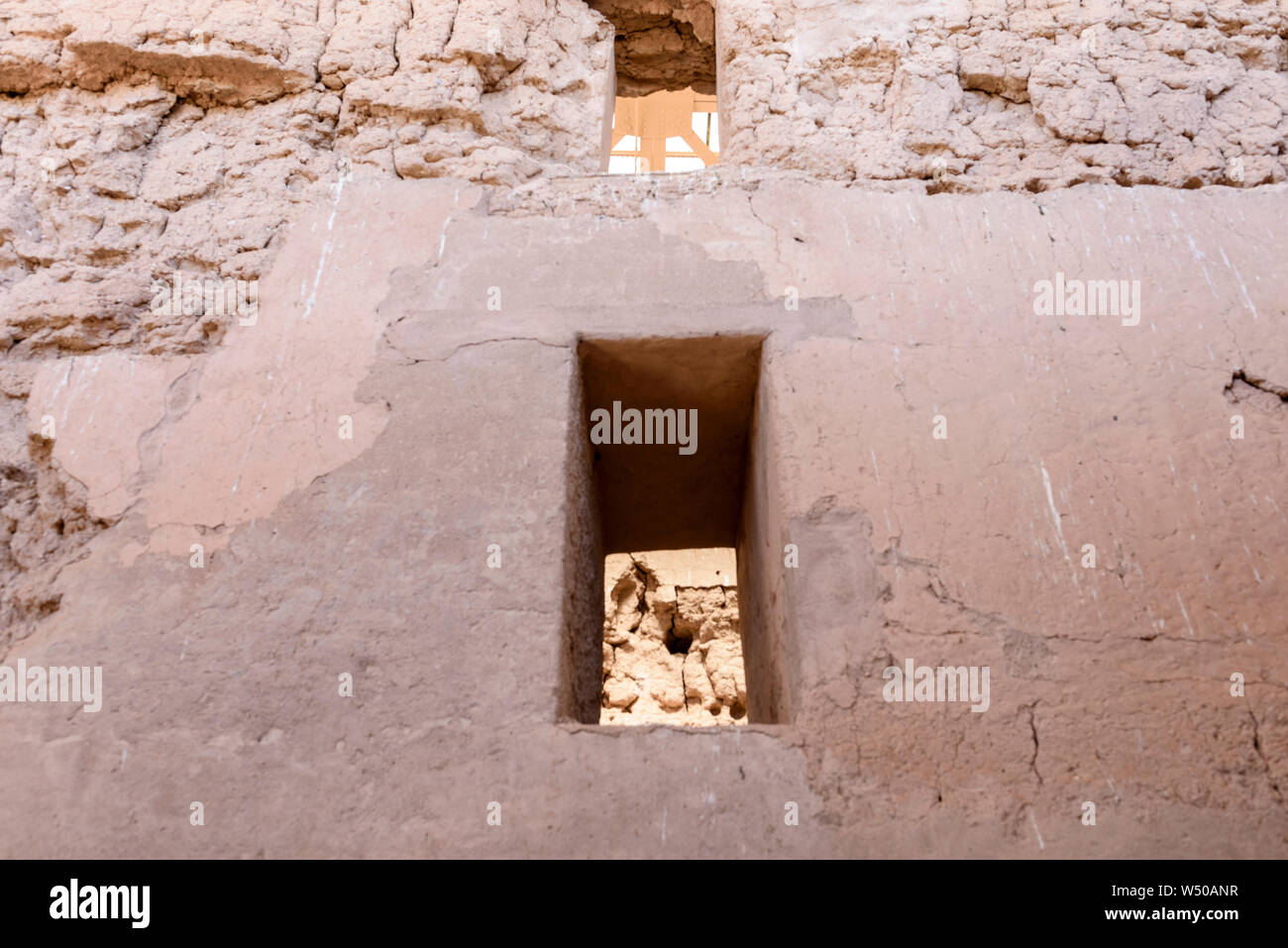 Adobe, antico, AZ, edificio, Casa Grande monumento nazionale, Coolidge, di parete esterna, rovine, fasi, struttura, weathered, porta la texture, constructi Foto Stock