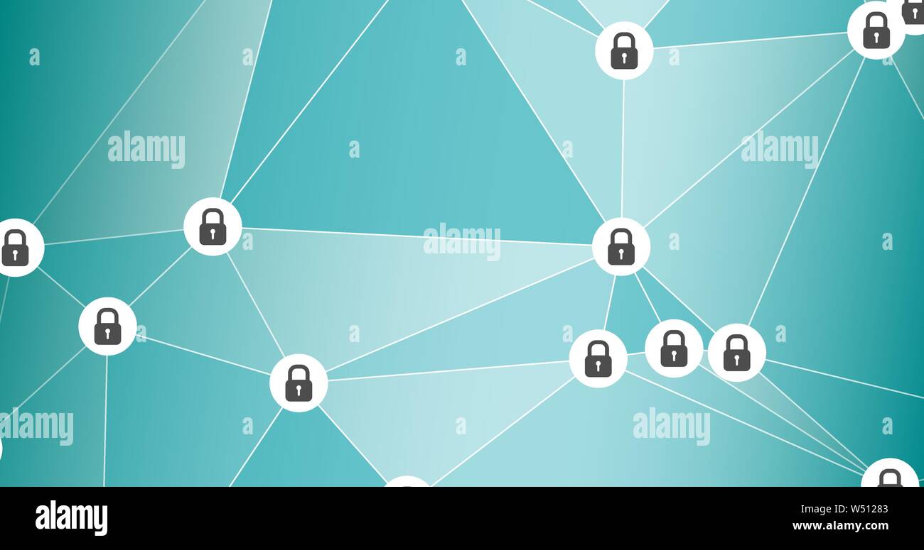 Sicurezza informatica ed infografico schema, forme di triangolo collegato Illustrazione Vettoriale