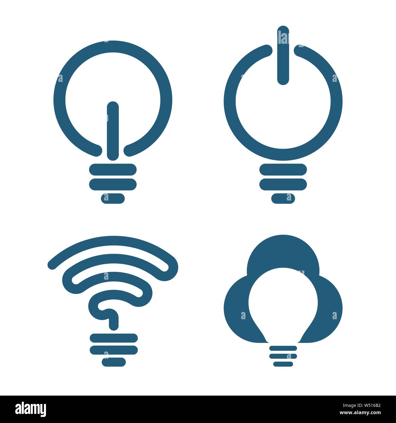 Simboli della lampadina con tecnologia dell informazione temi. Lampada design icone. Illustrazione Vettoriale