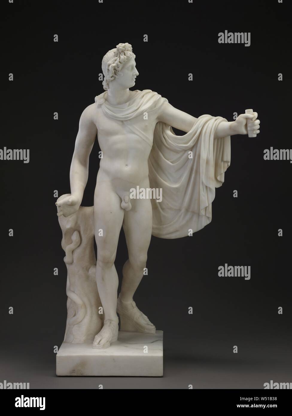 Apollo (dopo l'antico), officina di Giuseppe Wilton (inglese, 1722 - 1803), in Inghilterra, in 1762, marmo, 75,6 cm (29 3/4 in Foto Stock