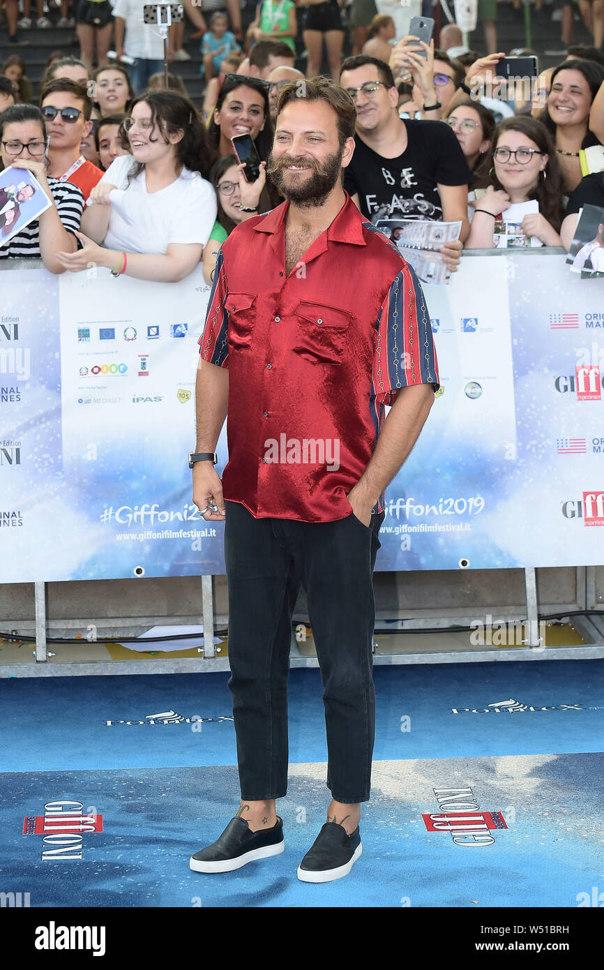 L'Italia, Giffoni Valle Piana, 25 luglio, 2019 : Alessandro Borghi assiste il photocall al Giffoni Film Festival Foto © Fabio Mazzarella/Sintesi/al Foto Stock