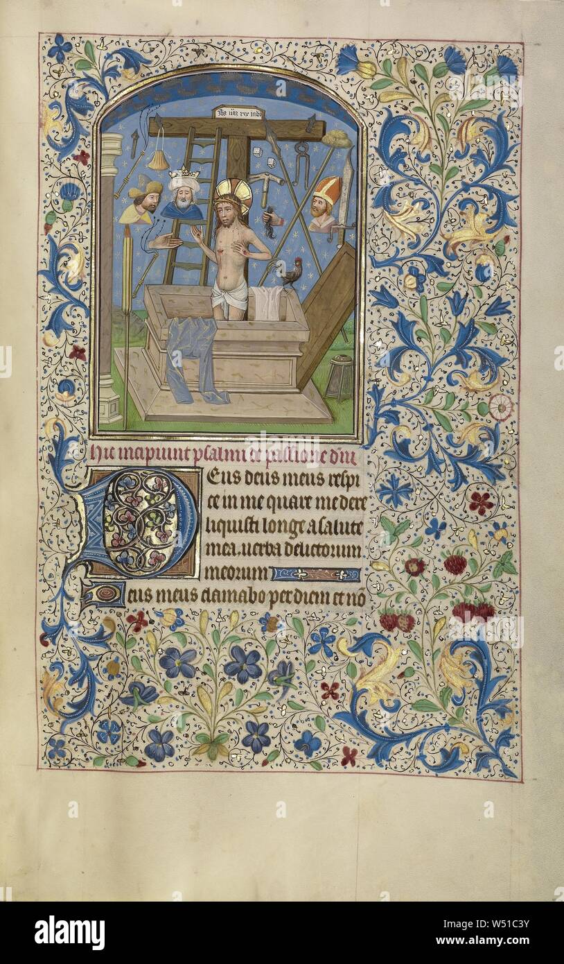 L'Uomo dei dolori, Willem Vrelant (fiammingo, morì 1481, attivo 1454 - 1481), Bruges, Belgio, presto 1460s, tempere, foglia oro e inchiostro su pergamena, Leaf: 25,6 x 17,3 cm (10 1/16 x 6 13/16 in Foto Stock