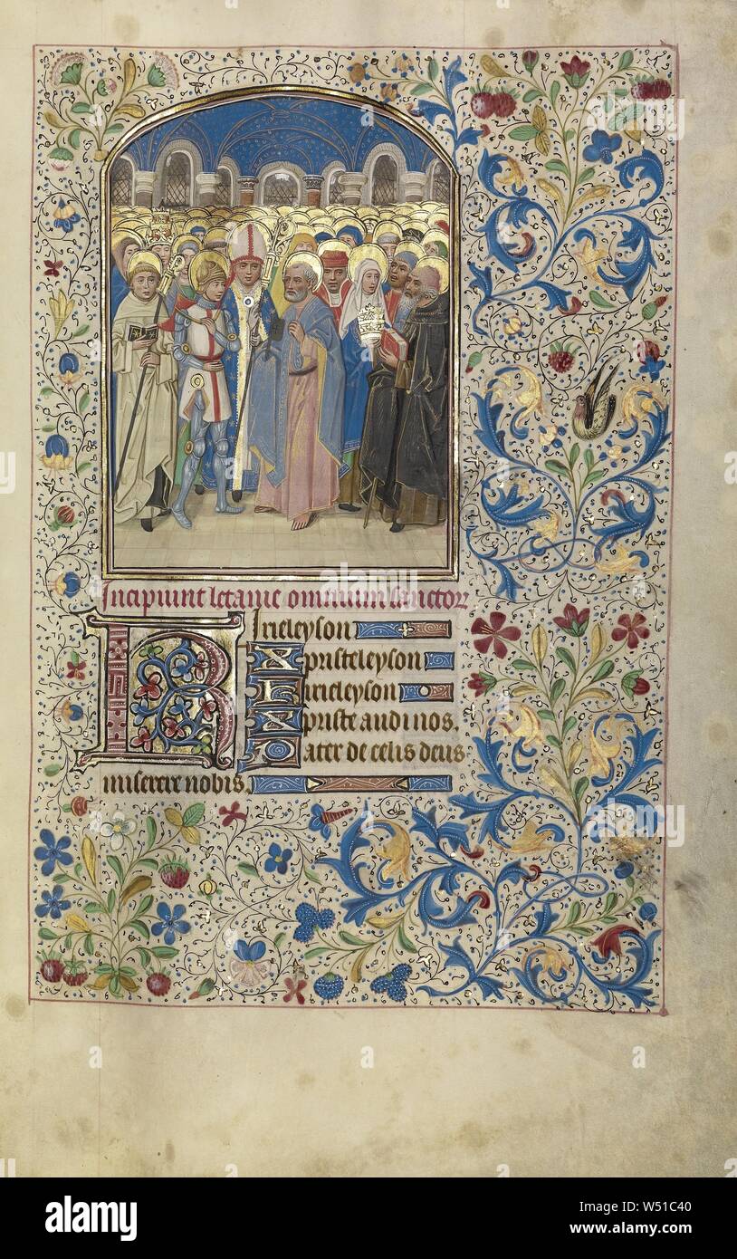 Tutti i Santi, Willem Vrelant (fiammingo, morì 1481, attivo 1454 - 1481), Bruges, Belgio, presto 1460s, tempere, foglia oro e inchiostro su pergamena, Leaf: 25,6 x 17,3 cm (10 1/16 x 6 13/16 in Foto Stock