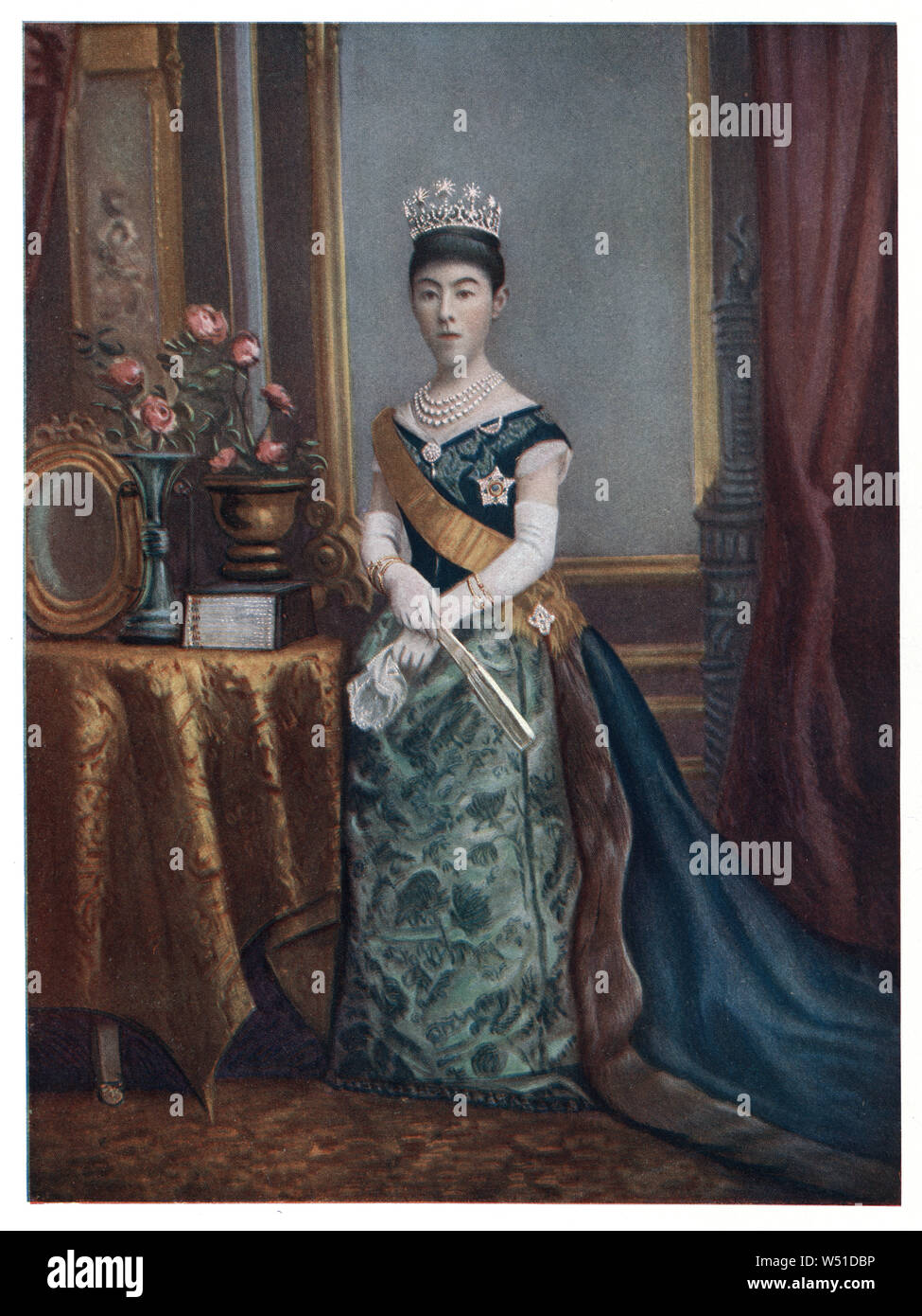 Imperatrice Shoken, noto anche come Empress Dowager Shoken, era la moglie dell'Imperatore Meiji del Giappone. Foto Stock