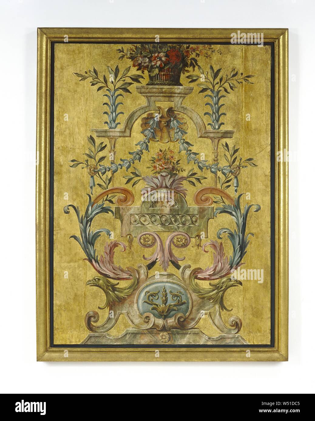 Un pannello verniciato, sconosciuto, Parigi, Francia, circa 1661, dipinto e dorato, rovere 126,4 x 91,4 cm (49 3/4 x 36 in Foto Stock