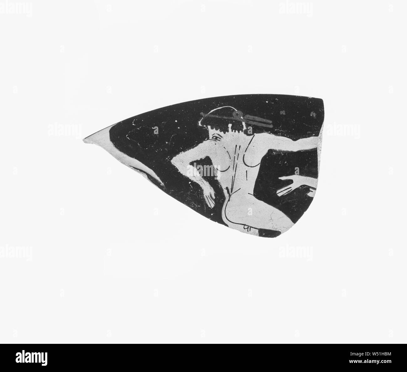 Attico Kylix Red-Figure frammento, modo del pittore Epeleios, Atene, Grecia, circa 525 - 510 A.C., terracotta, 10,1 cm (4 in Foto Stock