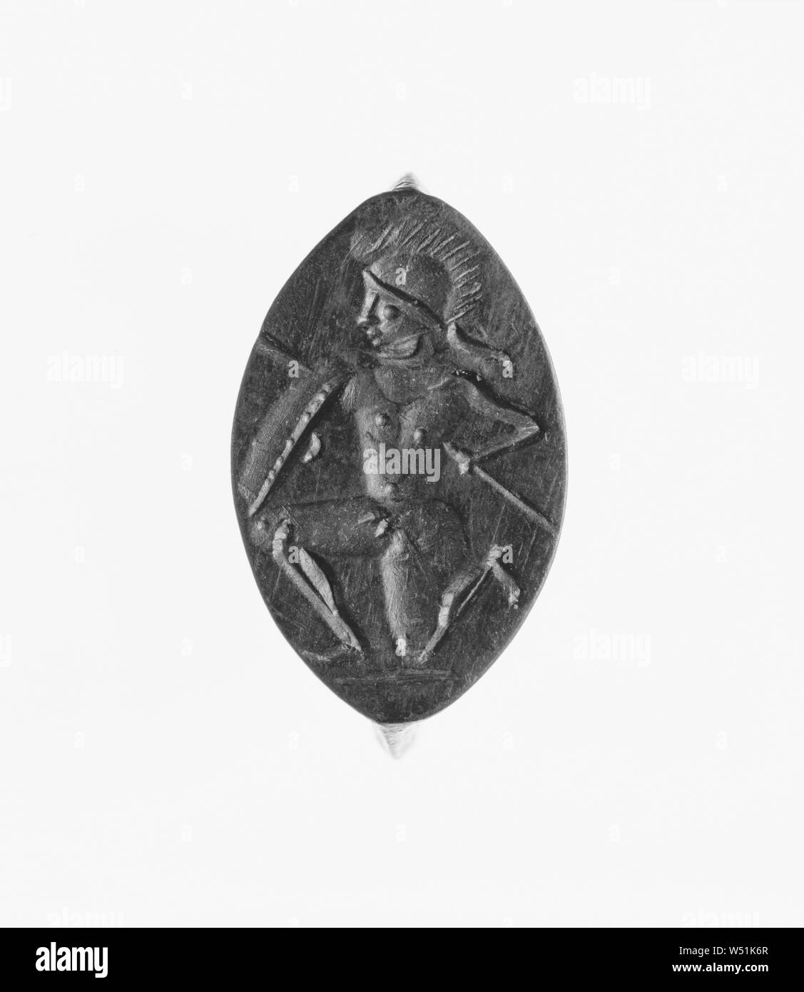 Anello con cerchiatura sfaccettato, sconosciuto, Grecia, prima metà del V secolo A.C., bronzo, 2,5 × 1,6 cm (1 × 5/8 in Foto Stock