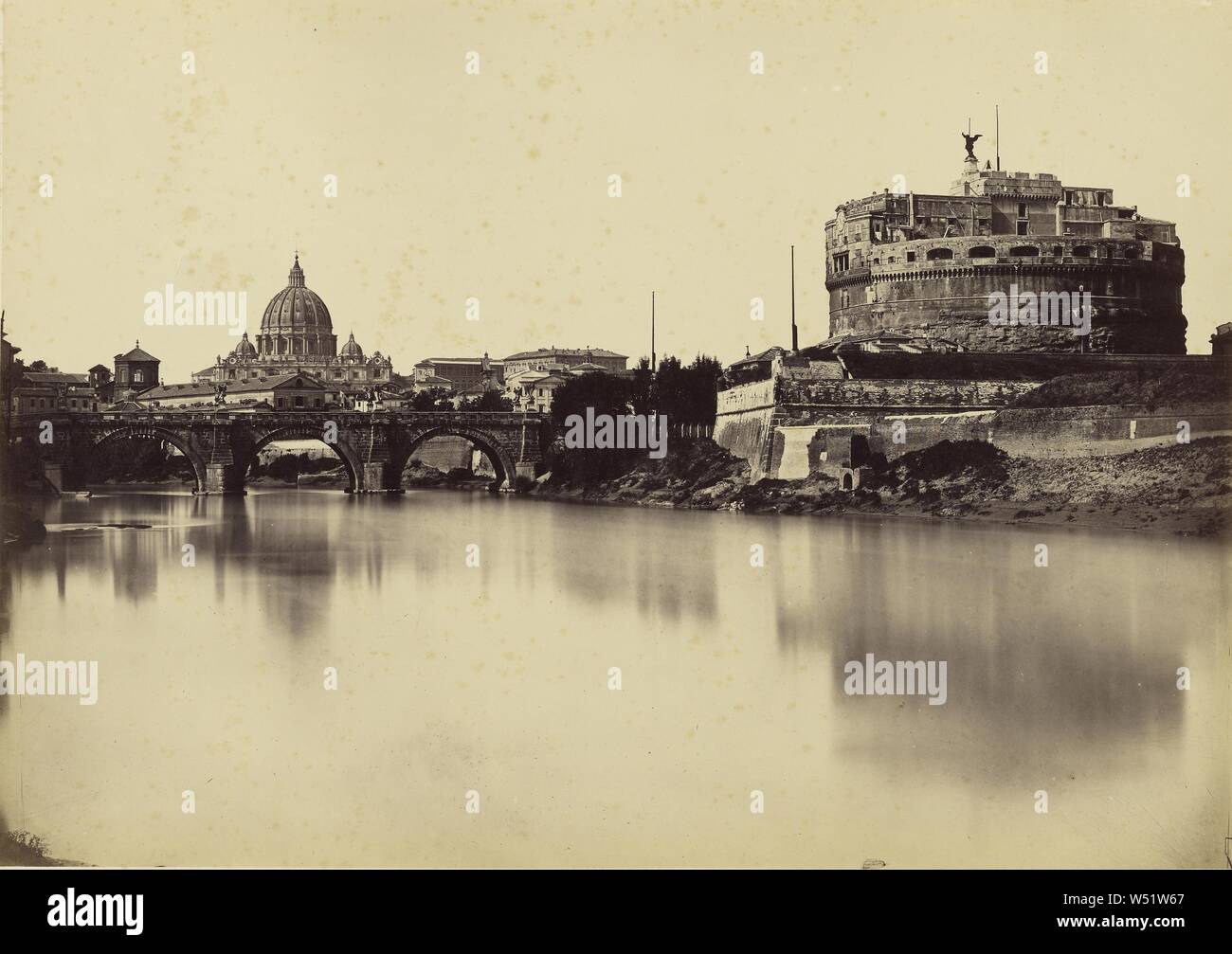 Piazza San Pietro - Roma, Tommaso Cuccioni (italiano, 1790 - 1864), 1850 - 1859, albume silver stampa, 32,9 x 1 cm (12 15/16 x 3/8 in Foto Stock