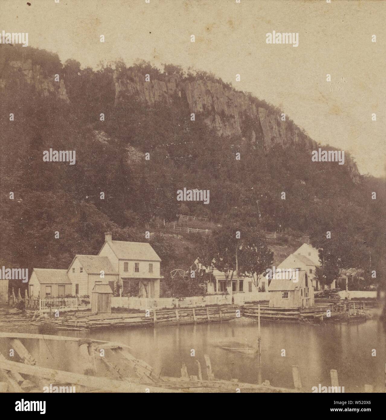 Il Palisades sopra Fort Lee. Fiume Hudson, Edward e Henry T. Anthony & Co. (Americani, 1862 - 1902), circa 1869-1873, albume silver stampa Foto Stock