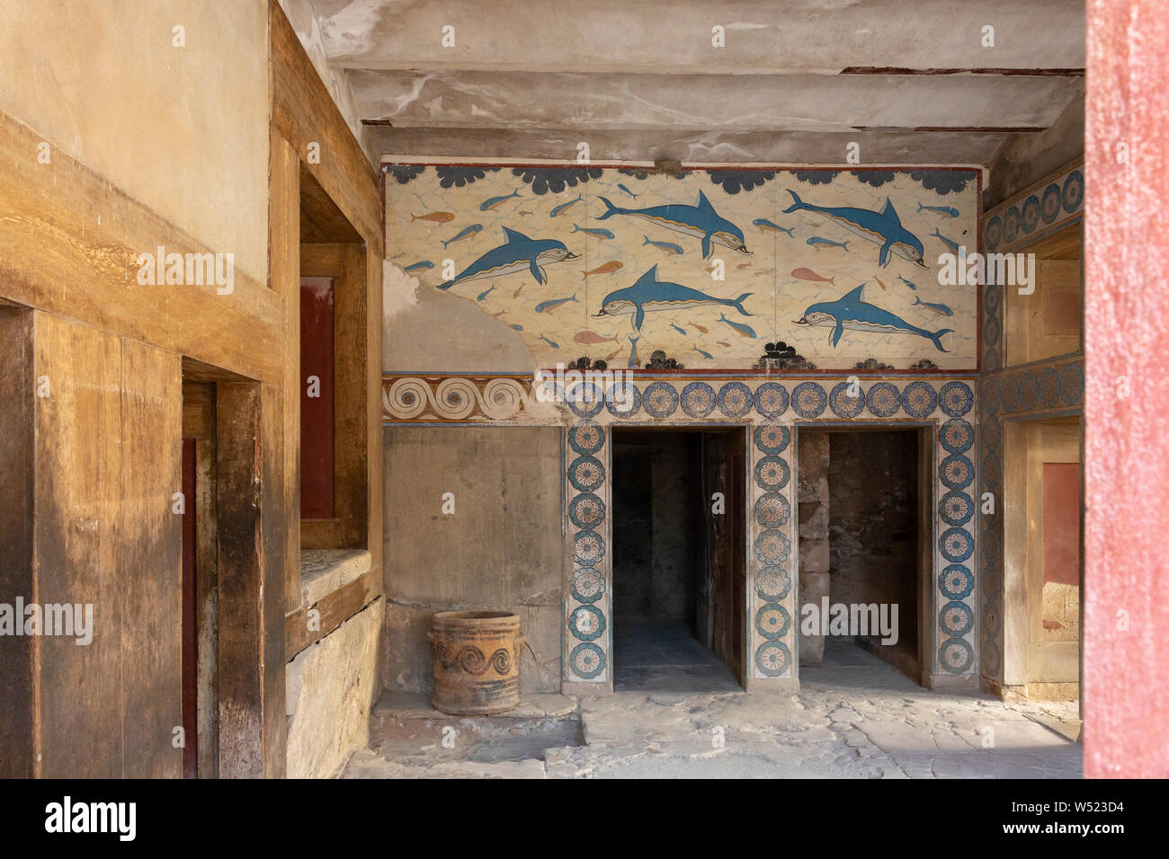 La Queen's Megaron presso il Palazzo di Cnosso sito archeologico, Creta, Grecia Foto Stock