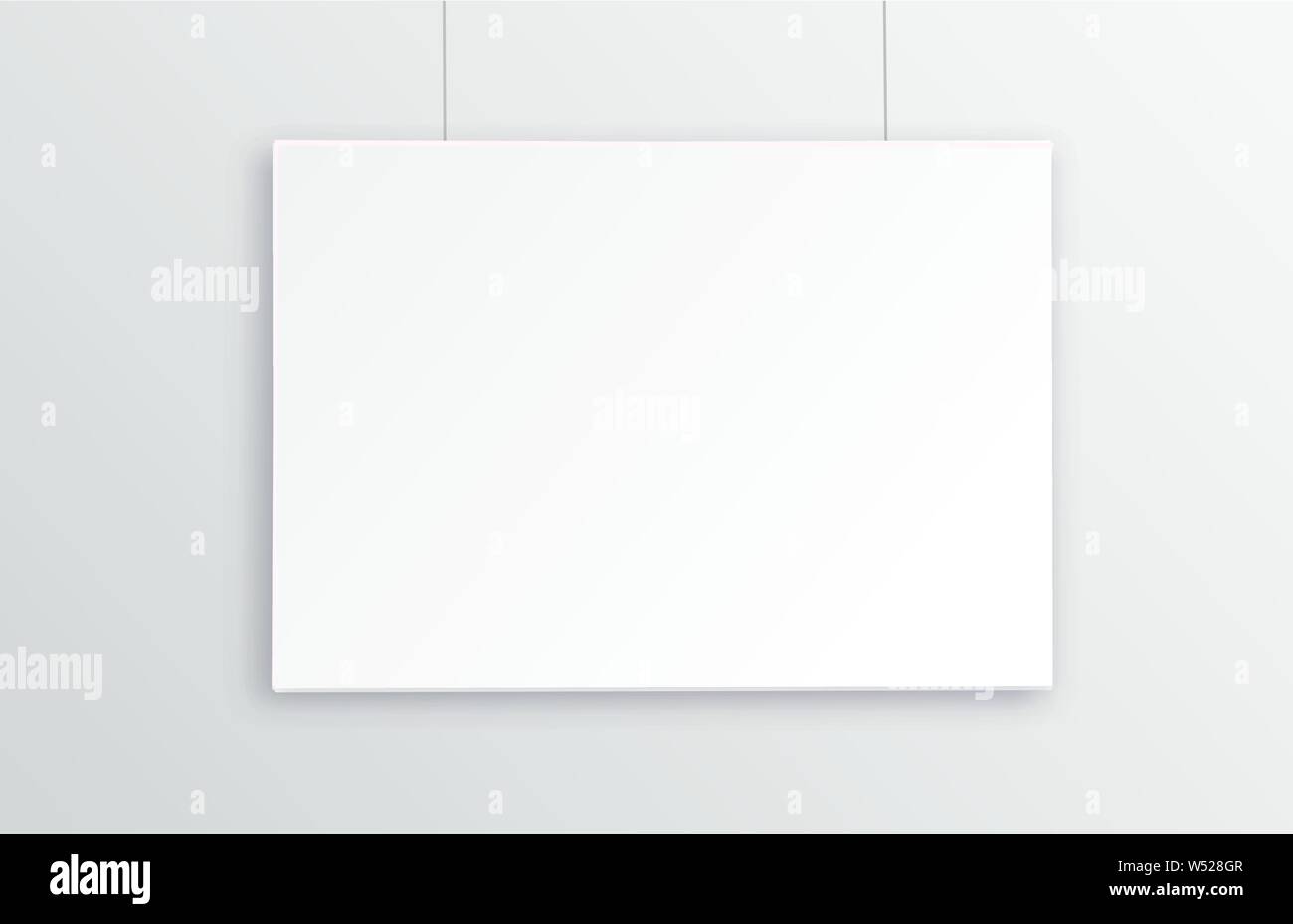 A3, A4 orizzontale blank foto cornice per fotografie. Foto nella gallery con sospensione . Isolato picture frame modello mockup su grigio Illustrazione Vettoriale