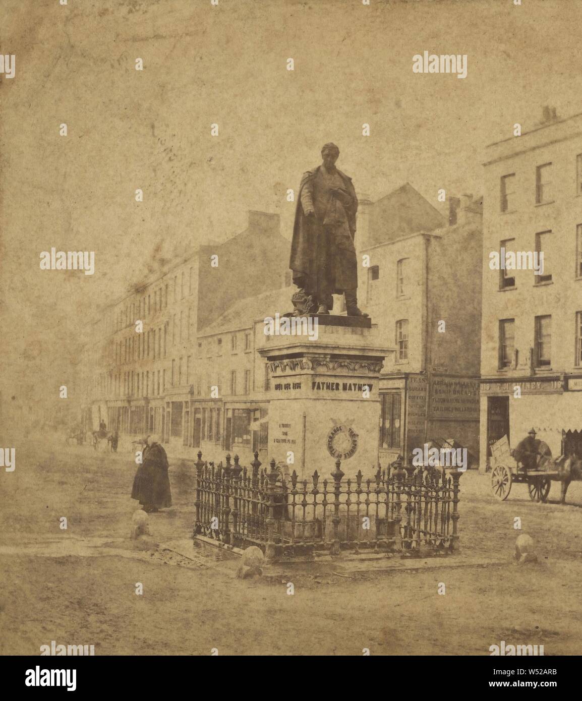 Padre Mathews della statua, & Patrick Street, Cork. Irlanda, William M. Lawrence (Irlandese, 1840 - 1932), 1870s, albume silver stampa Foto Stock