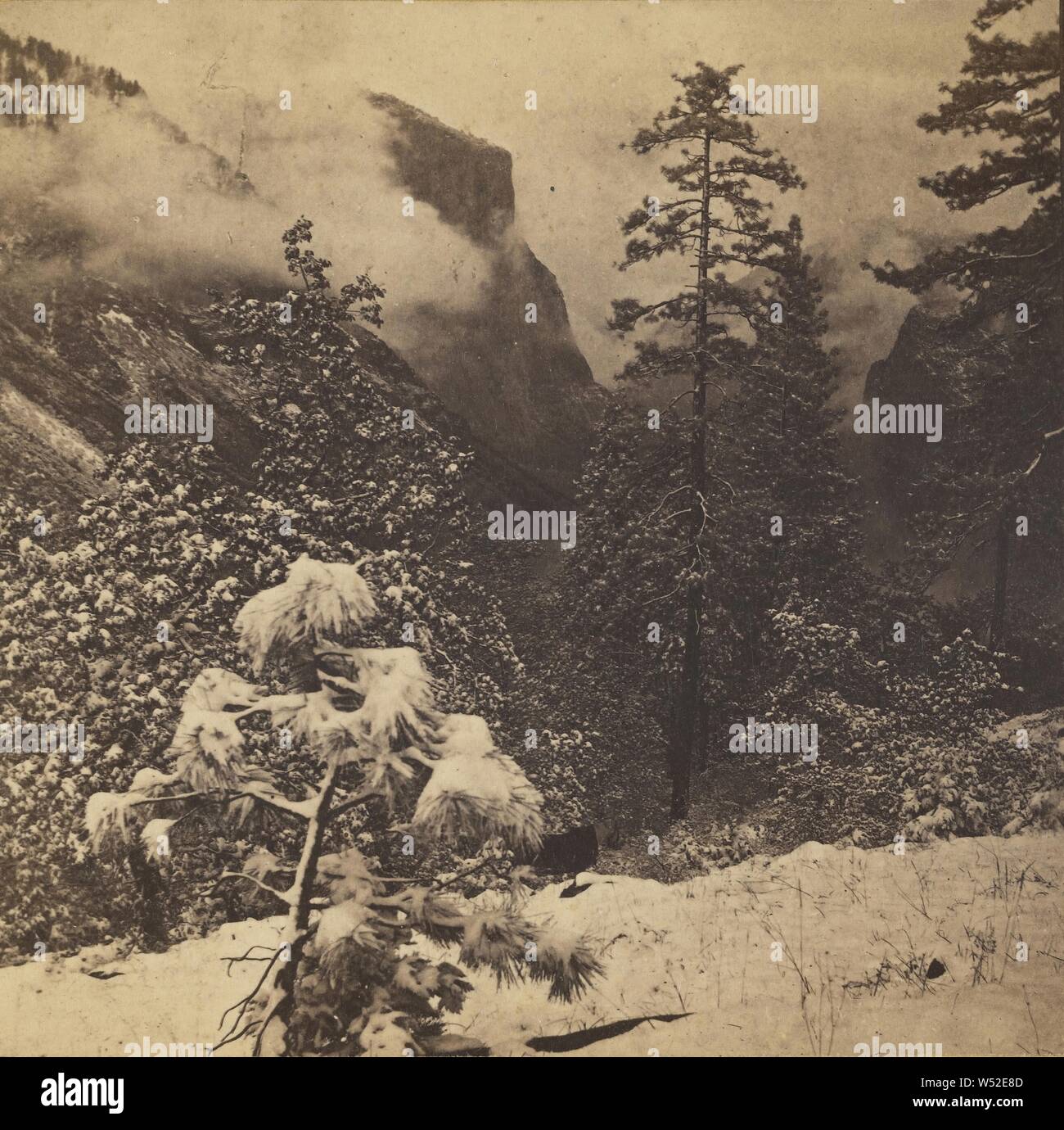 Yo-Semite valle, da Mariposa Trail, dopo la tempesta di neve in giugno., John P. Soule (American, 1827 - 1904), 1870, albume silver stampa Foto Stock