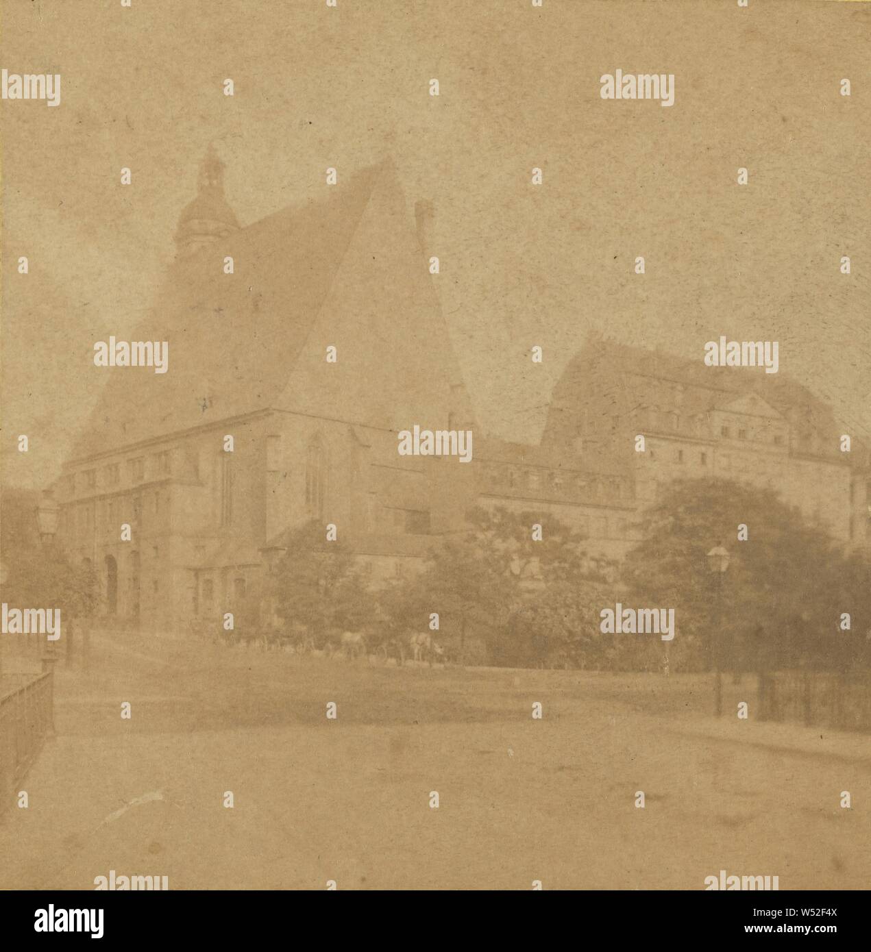 Thomaskirche und Schule., F. Thiele (tedesco, attivo Leipzig, Germania 1860s, 1860s, albume silver stampa Foto Stock