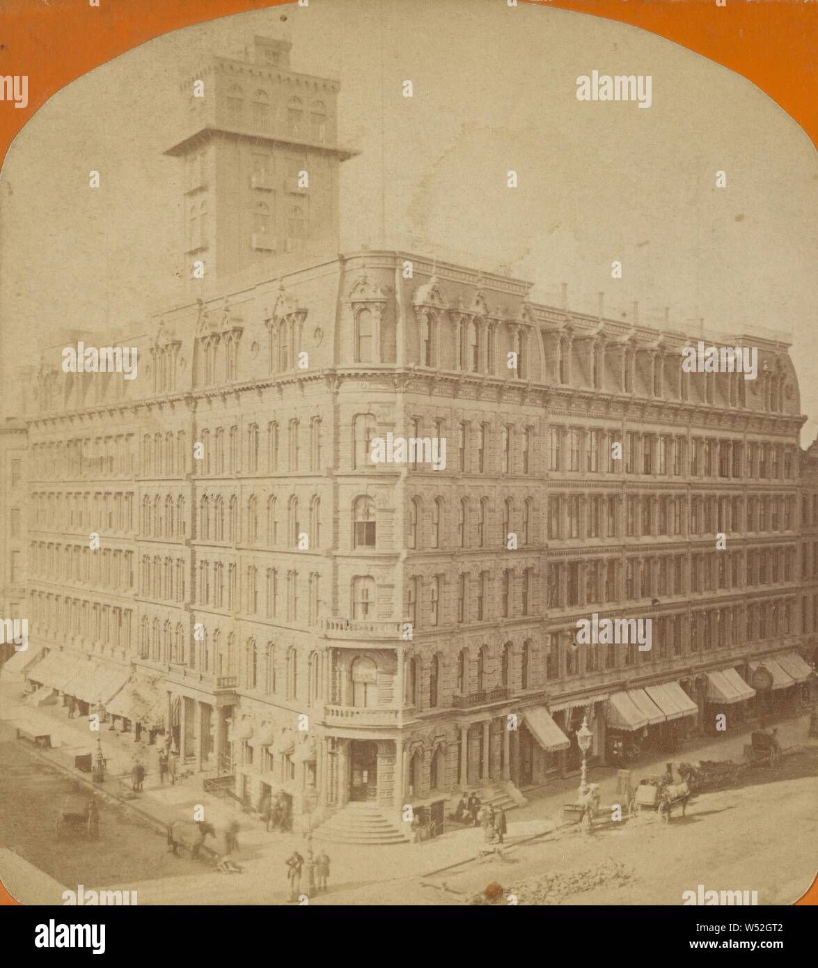 Power Block, Rochester, N.Y., L. E. Walker (American, 1826 - 1916, attivo Varsavia, New York), circa 1870, albume silver stampa Foto Stock
