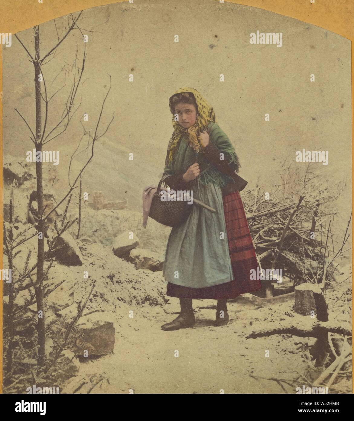 Boscaioli figlia (sera)., sconosciuto, circa 1860, colorate a mano albume silver stampa Foto Stock