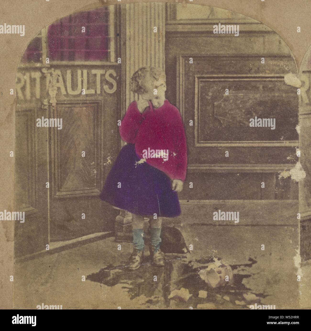 La brocca rotta., sconosciuto, circa 1860, colorate a mano albume silver stampa Foto Stock