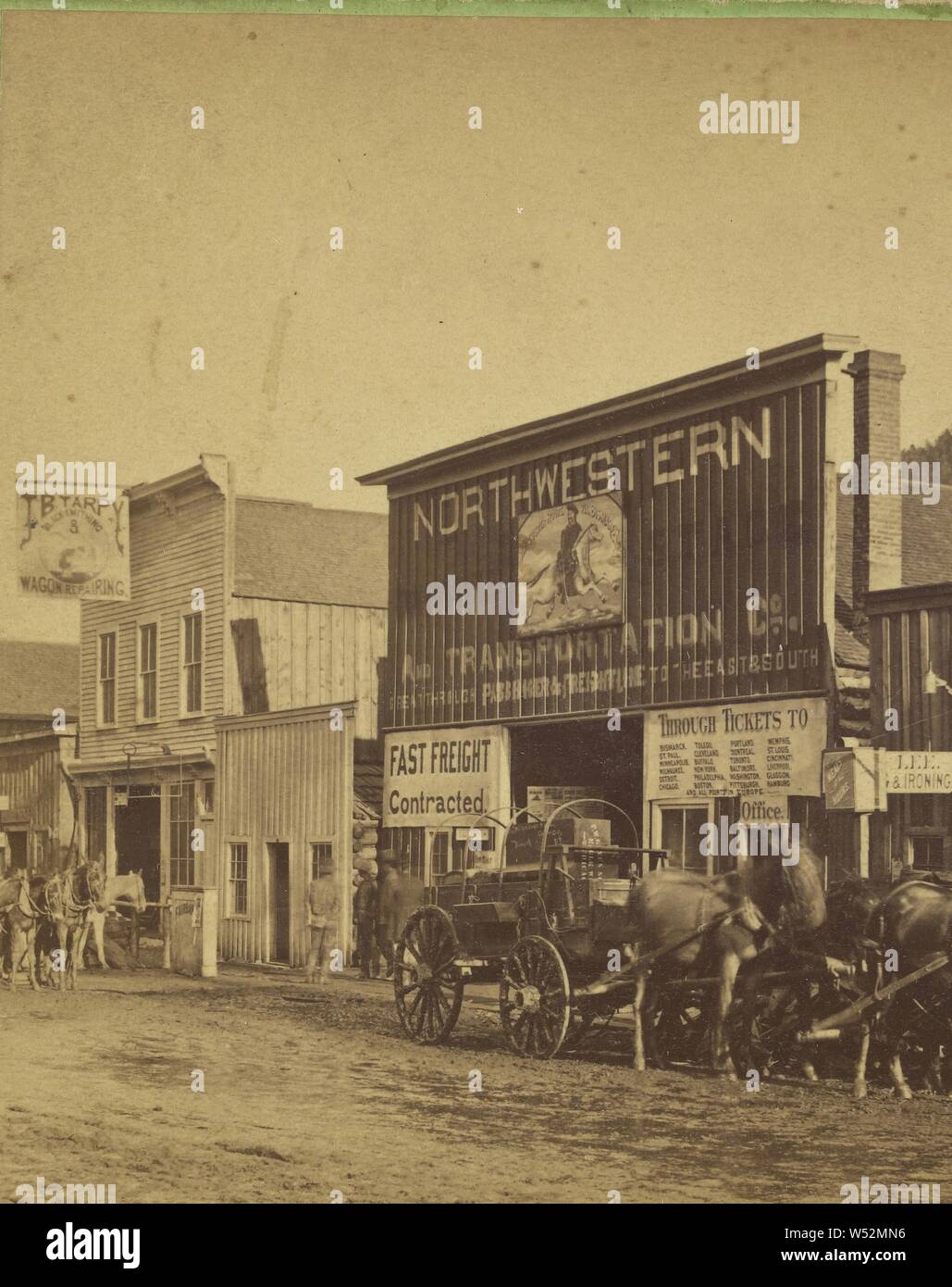 S. & T. Co di ufficio, Deadwood, Frank Jay Haynes (American, 1853 - 1921), circa 1870, albume silver stampa Foto Stock