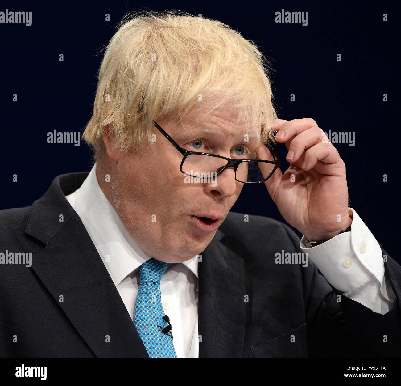 Boris Johnson durante il suo discorso alla Conferenza Tory, Martedì Manchester 2015 Foto Stock