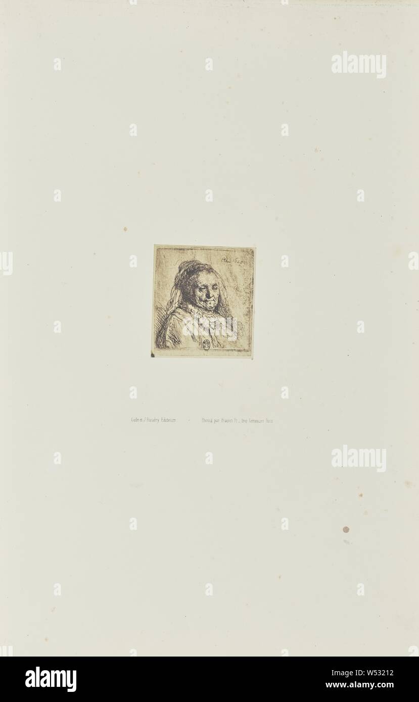Madre dell'artista, la testa e il busto: tre quarti destra, Bisson Frères (francese, attivo 1840 - 1864), Parigi, Francia, 1858, albume silver stampa, 7,1 × 6,5 cm (2 13/16 × 2 9/16 in Foto Stock
