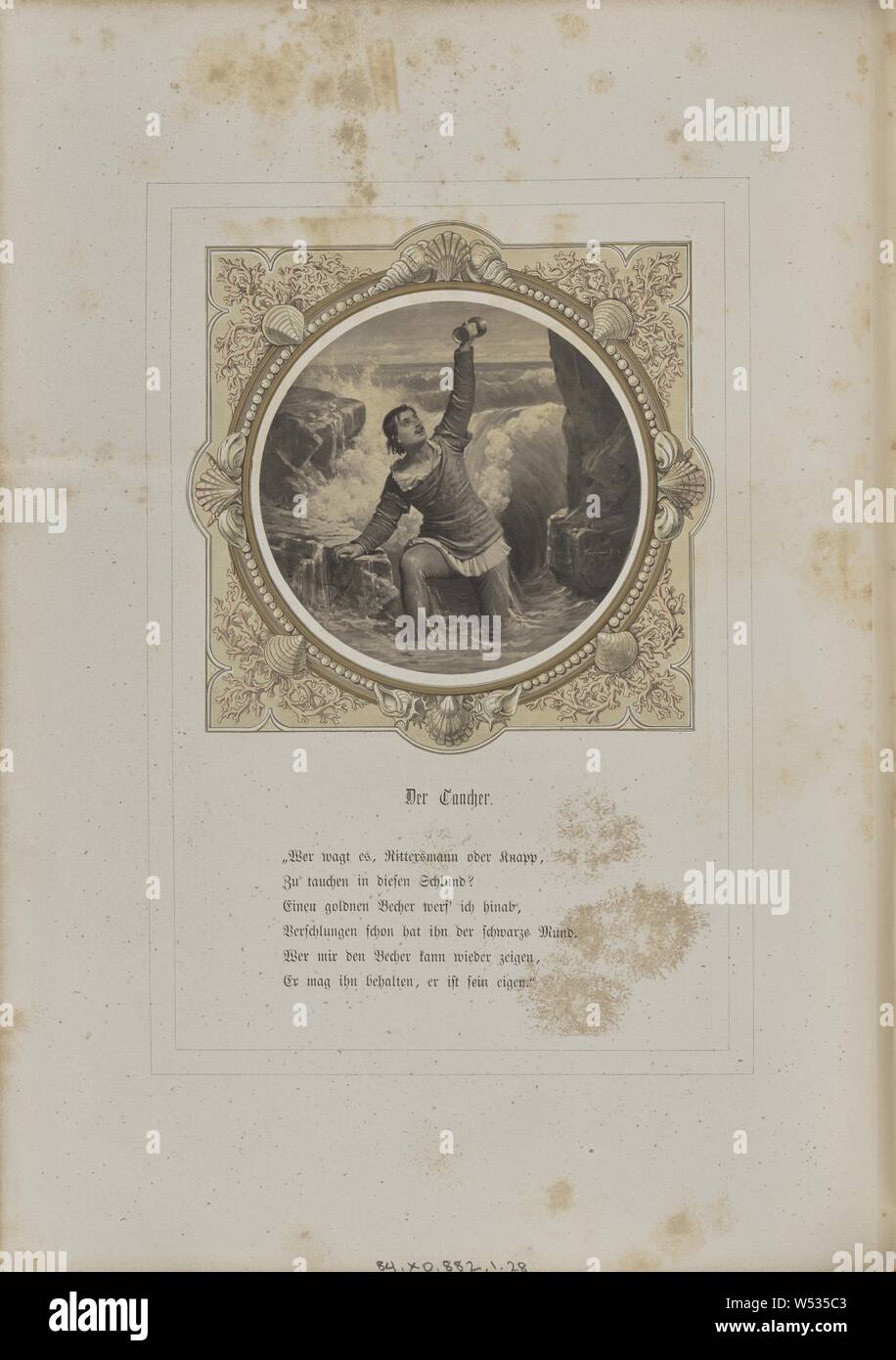 Der Taucher, Josef Albert (tedesco, 1825 - 1886), Stuttgart, Germania, 1859-1862, albume silver stampa, 9,8 × 10 cm (3 7/8 × 3 15/16 in Foto Stock