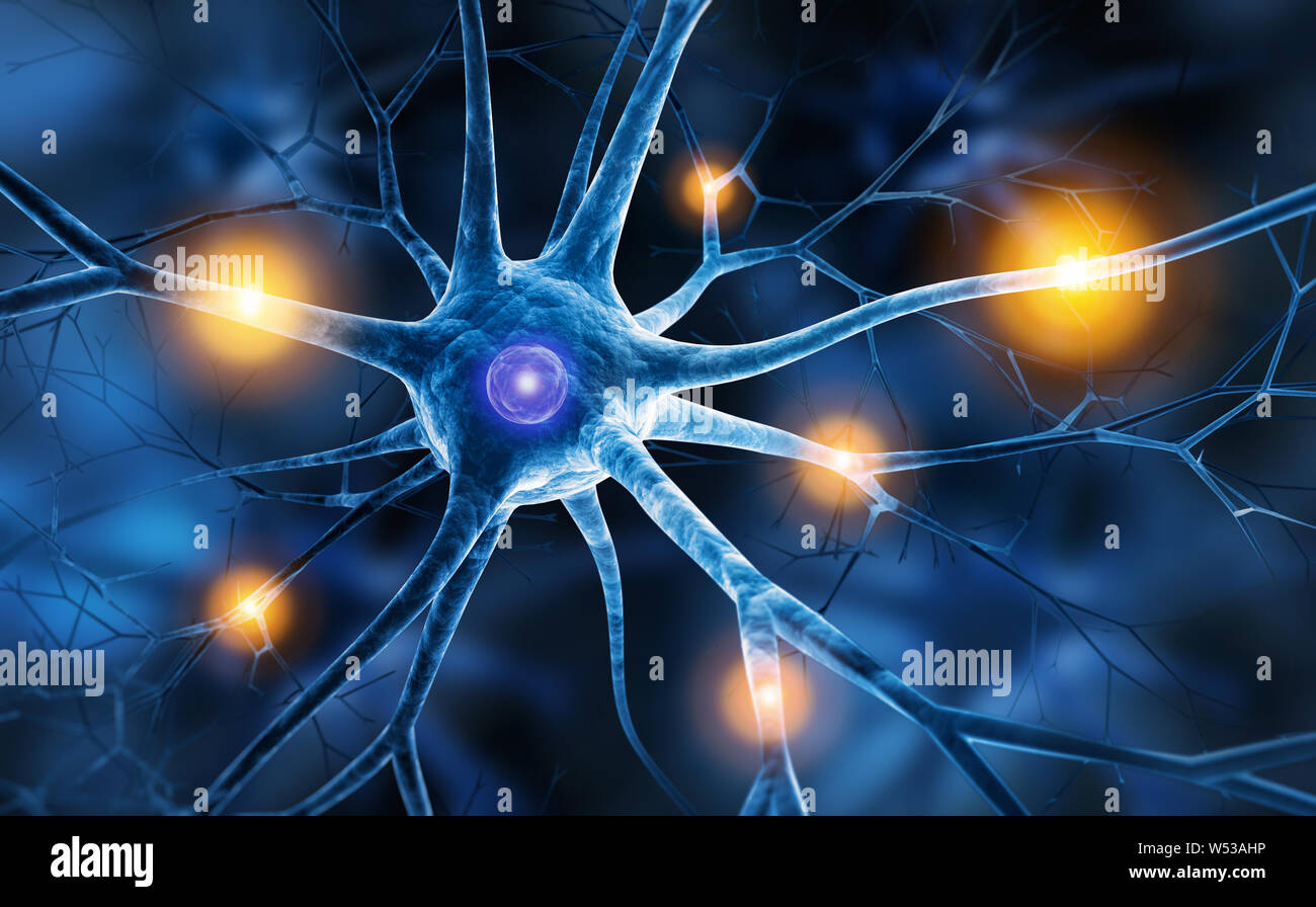 Attivo di cellule nervose - 3D illustrazione Foto Stock