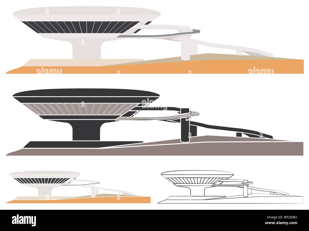 Rio de Janeiro skyline colorati e contorno Illustrazione Vettoriale