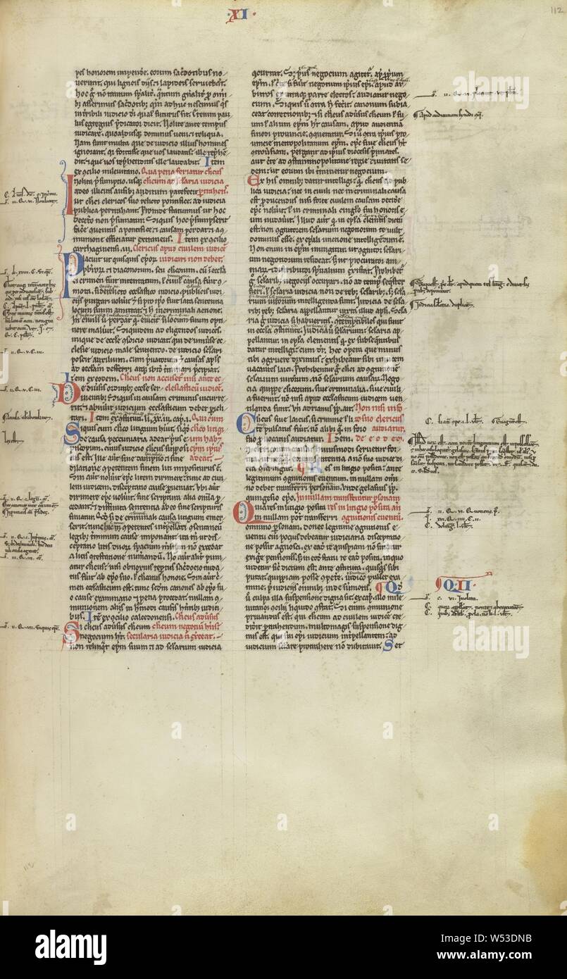 Pagina di testo, sconosciuto, Sens (o), Francia, circa 1170 - 1180, inchiostro su pergamena, Leaf: 44,3 x 29,1 cm (17 7/16 x 11 7/16 in Foto Stock