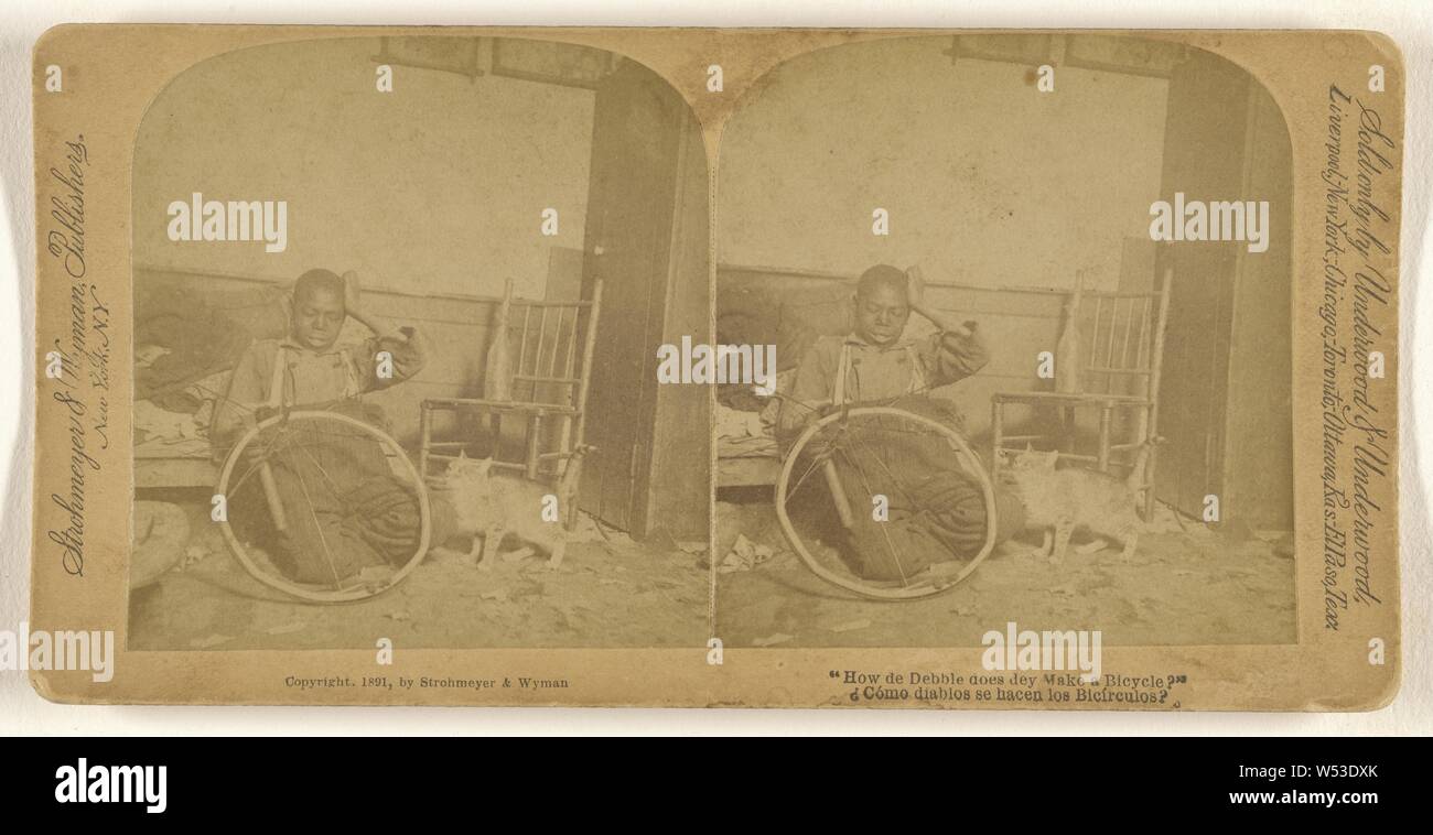 Come de Debble non dey fare una bicicletta?, Strohmeyer & Wyman, 1891, albume silver stampa Foto Stock