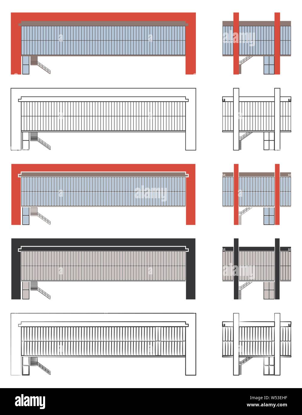 Museo di Arte di Sao Paulo città colorata e solo il profilo. Illustrazione Vettoriale