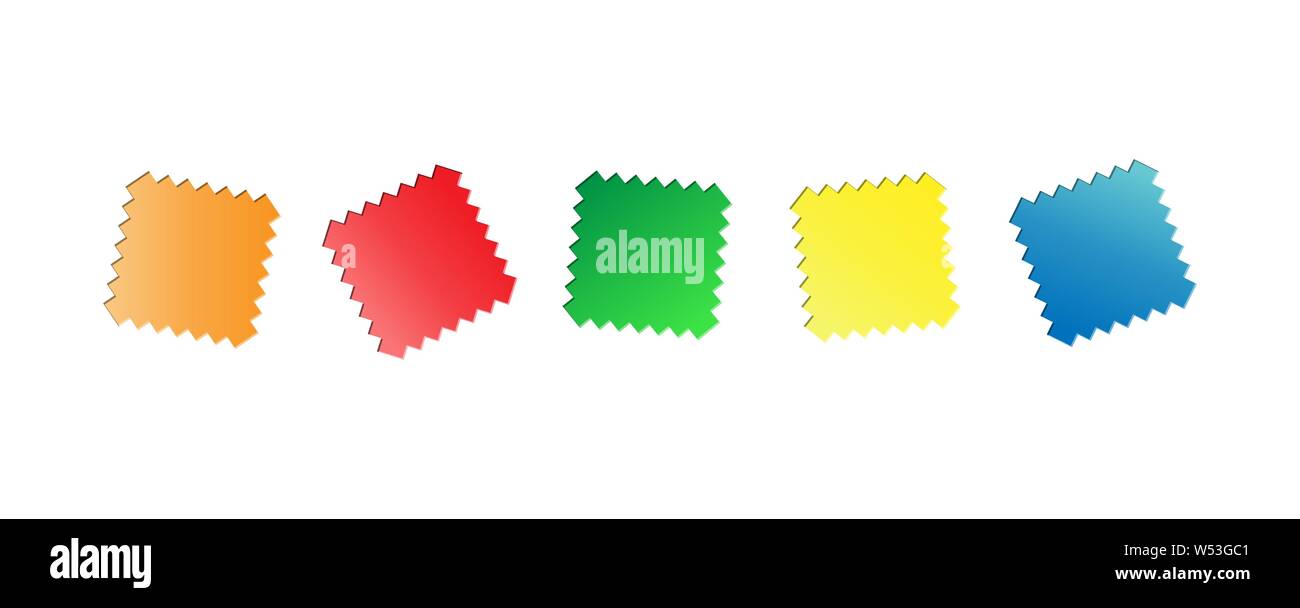 Quadrati colorati con linea tratteggiata dei bordi di forma triangolare. Illustrazione Vettoriale