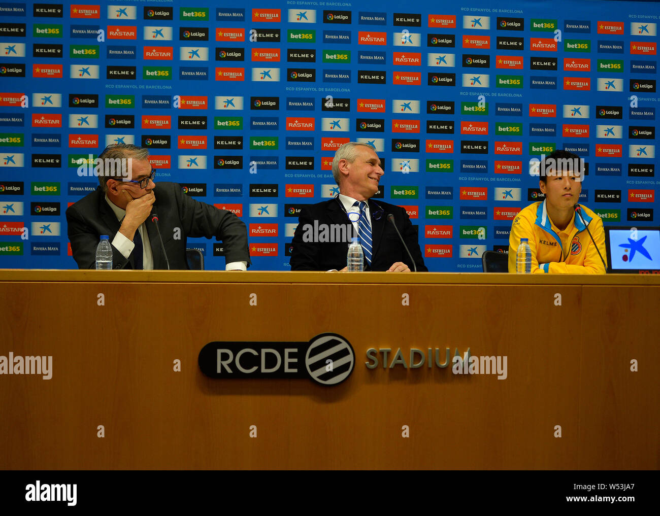 Wu Lei partecipa a una conferenza stampa da Espanyol di Barcellona, Spagna, Gennaio 29th, 2019. Foto Stock