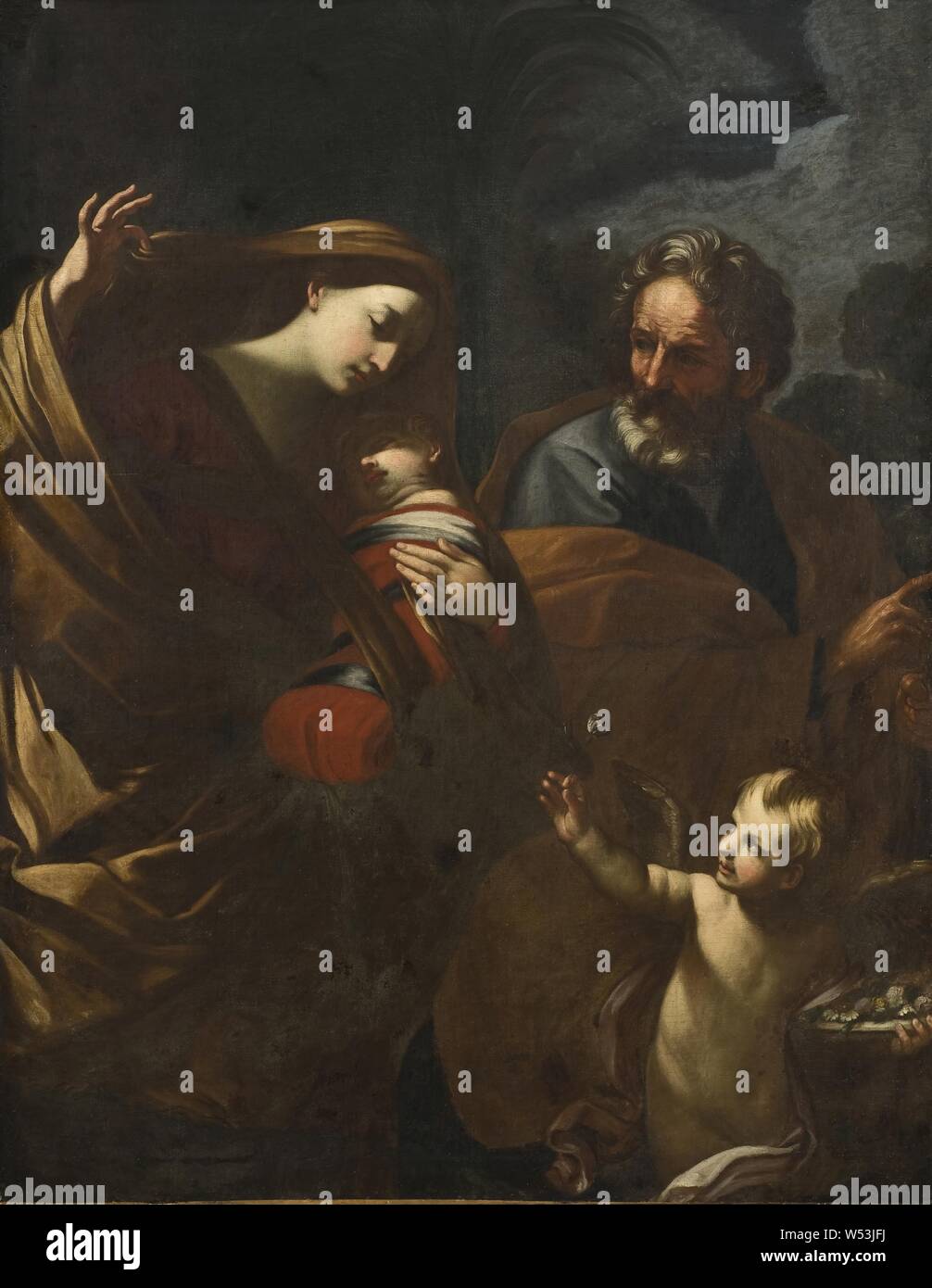 Dopo Guido Reni, la Fuga in Egitto, la Fuga in Egitto, olio su tela, altezza 154 cm (60,6 pollici), larghezza 122 cm (48 pollici) Foto Stock