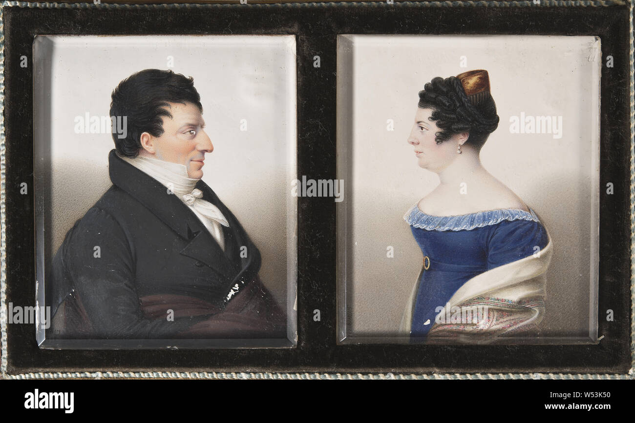 Giacobbe Axel Gillberg, Michael Benedicks (1768-1845), si sposò a 1. Fanny Isak (1775-1802), 2. Henriette von Halle (1786-1855), preside, grossista, il locatore, banchiere, gm, 1. Fanny Isak (1775-1802), pittura, 1824, acquerello su tabella libro foglia, acquerello su scheda di scrittura, montato con NMGrh 5061b nel caso, altezza 7,5 cm (2,9 pollici), larghezza 6,1 cm (2,4 pollici), Signatur, Gillberg 1824, angolo inferiore sinistro Foto Stock