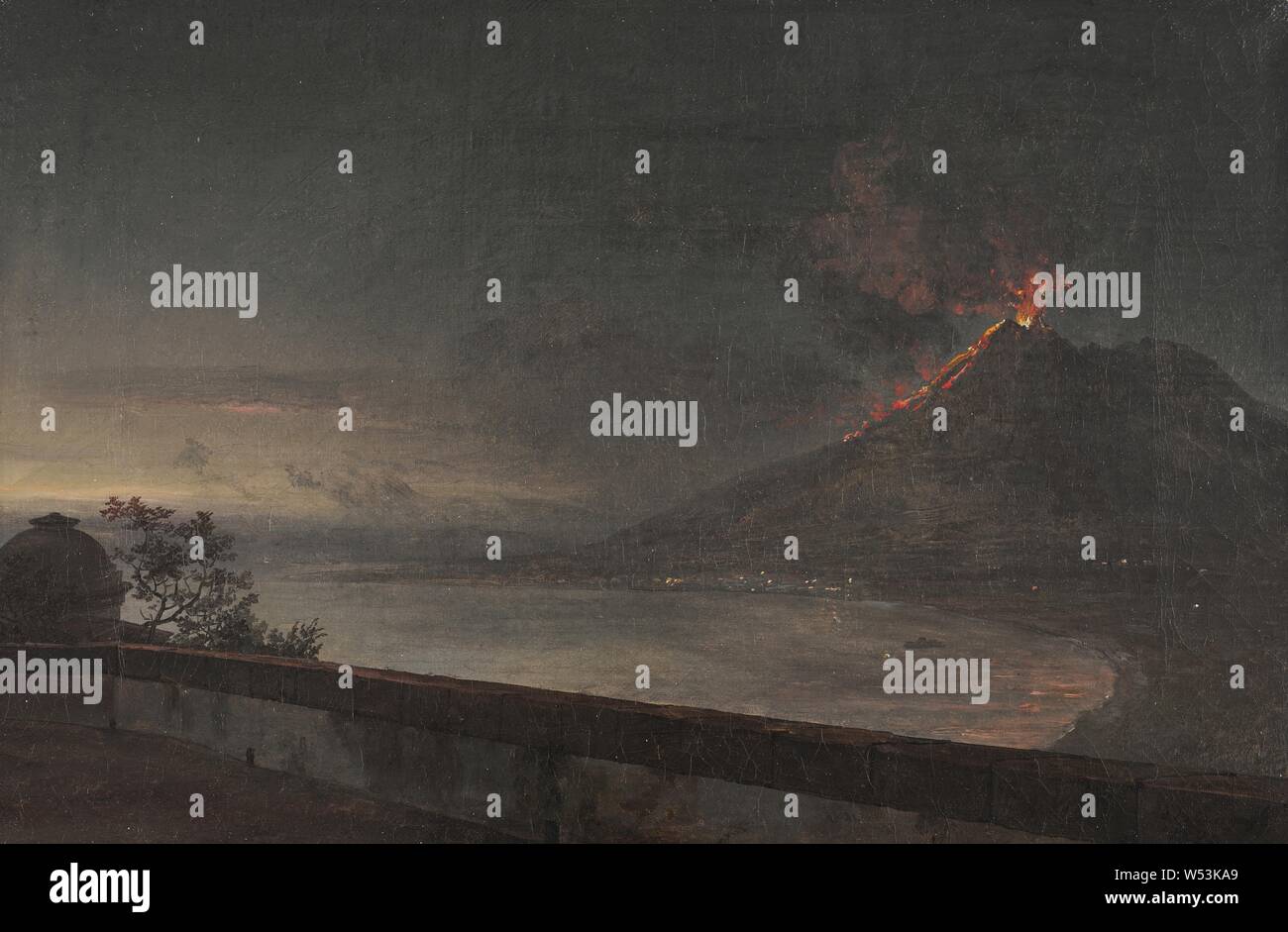 Johan Christian Dahl, vista verso il Vesuvio da Villa Quisisana, pittura, arte del paesaggio, olio su tela, altezza 20 cm (7,8 pollici), Larghezza 30 cm (11,8 poll.), firmato il 16 agosto 1820, in basso a sinistra Foto Stock
